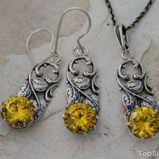 LEONELLO - srebrny komplet z cytrynem