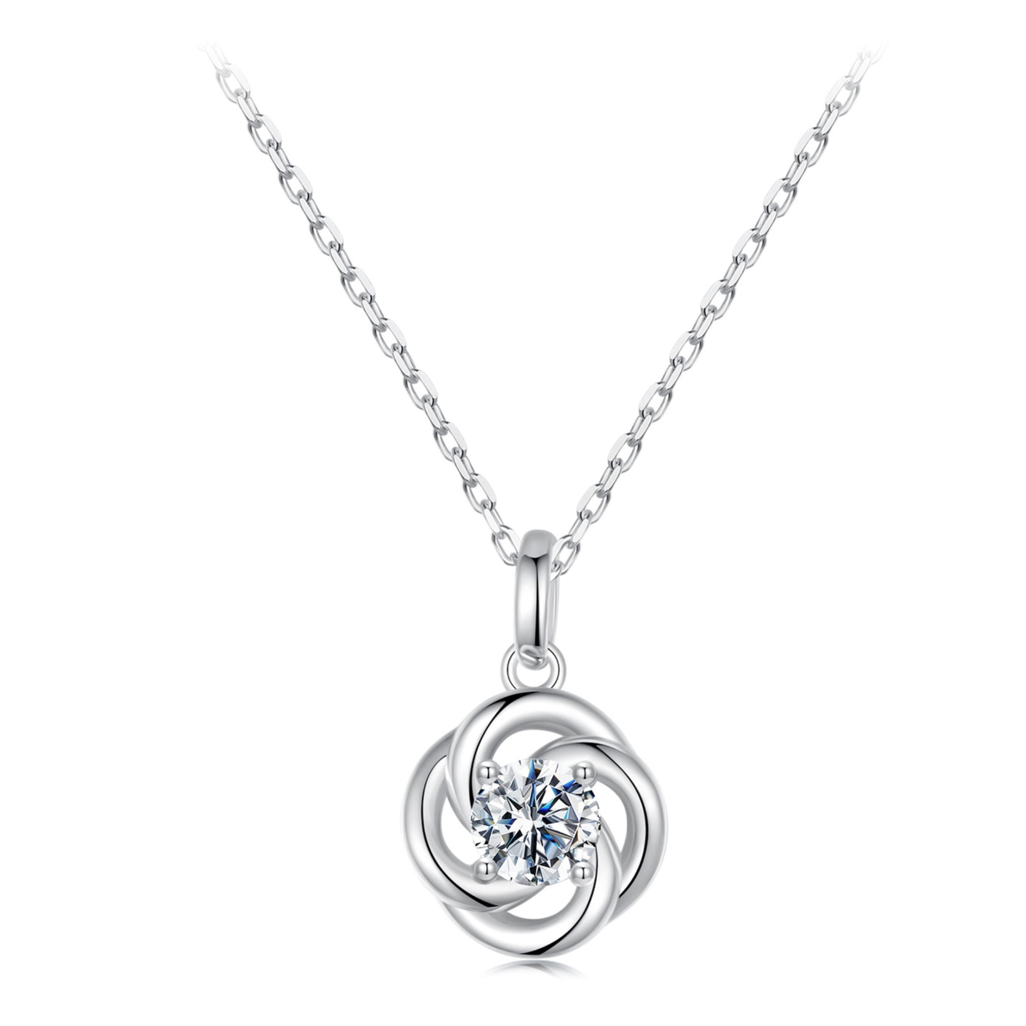 Srebrny naszyjnik zawieszka koniczynka z Moissanitem 0,5 ct srebro 925