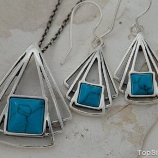 GRATA - srebrny komplet z turkusem