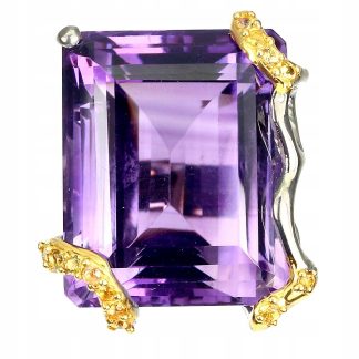 Pierścionek ametyst 51ct szafiry srebro r 16.5 925