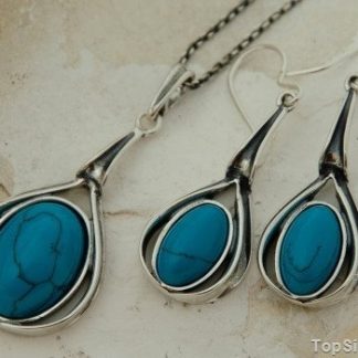 BLUBLU - srebrny komplet z turkusem