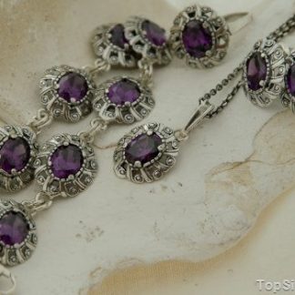 INGRID - srebrny komplet z ametystem