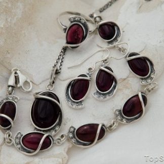 PENELOPA - srebrny komplet z ametystem i cyrkonie