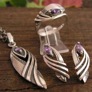 FENIA - srebrny komplet z ametystem