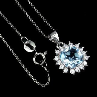Srebrny naszyjnik Sky Blue topaz 925 naturalny 15