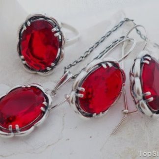 FABIOLA - srebrny komplet z rubinami