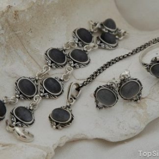 CANTO BUENO - srebrny komplet z kocim okiem