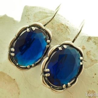 REAL - srebrne kolczyki szafirem