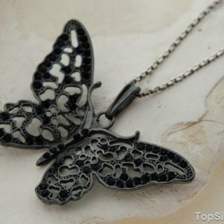 CZARNY MOTYL - srebrny wisior z onyksami