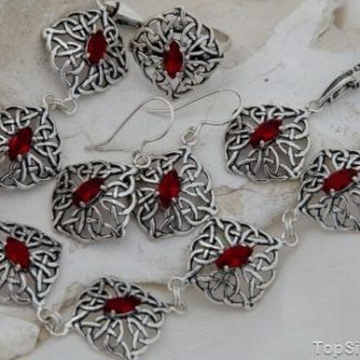 GALIA - srebrny komplet z rubinem