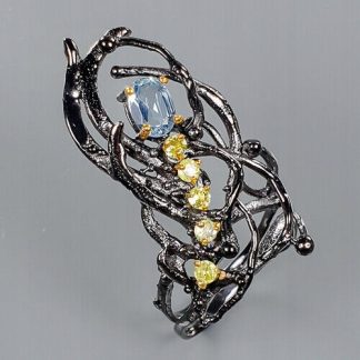 Artystyczny pierścionek natural oliwiny topaz r13