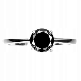 Pierścionek czarny diament 0.960ct srebrny r 16.5