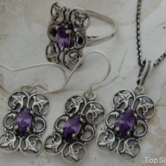 LUISE - srebrny komplet z ametystem