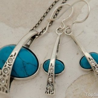 MERYL - srebrny komplet z turkusem