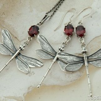 WAŻKI - srebrny komplet z granatem