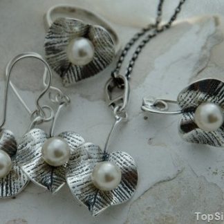 LILIA - srebrny komplet z perłami