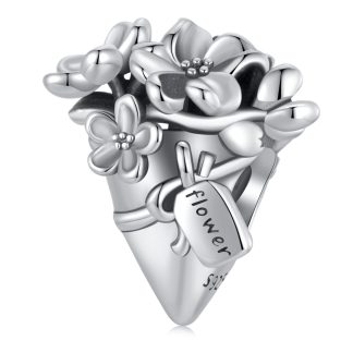 Charms ze srebra bukiet kwiatów koralik srebro 925 beads