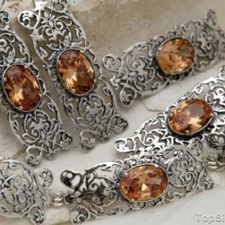 ATENEA - srebrny komplet z topazem złocistym