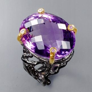 Pierścionek natur 41.49ct ametyst r19.5 certyfikat