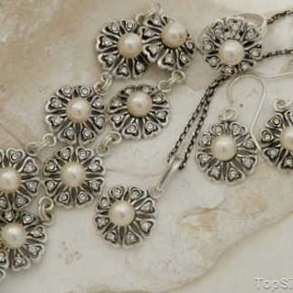 EMPIRE - komplet z perłą i kryształkami Svarovskiego