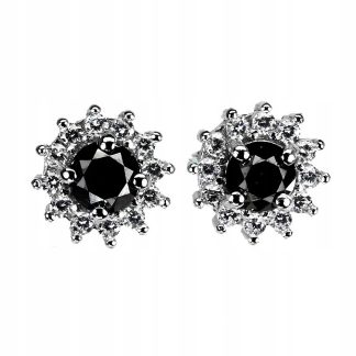 Kolczyki naturalne czarne diamenty 0.65ct srebro 4