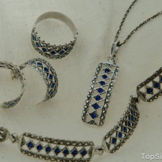 HISAR - srebrny komplet z szafirami