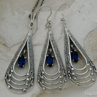 ZEGARIA - srebrny komplet z szafirem