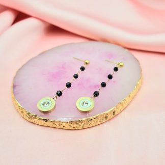 Kolczyki wiszące z cyrkonią, z czarnymi spinelami stal chirurgiczna 316l