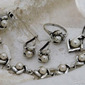 MEDINA - srebrny komplet z perłami