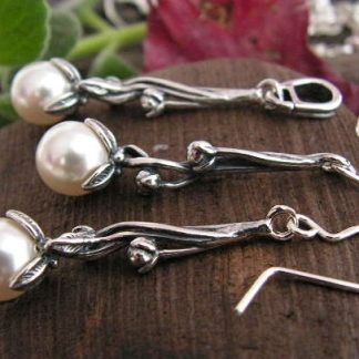 ROCA - srebrny komplet z perłami