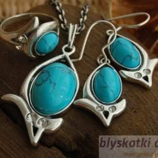 PUKE - srebrny komplet z turkusem