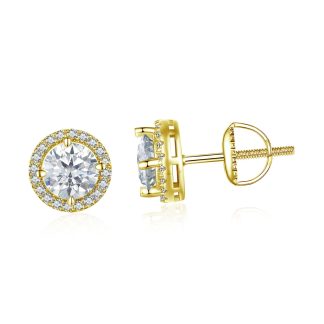 Srebrne kolczyki pozłacane Moissanity 0,5 ct sztyfty srebro 925