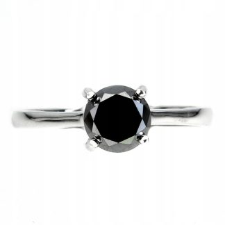 Pierścionek czarny diament 1.4ct srebrny 925 r 17