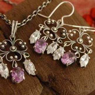 RANGA - srebrny z ametystem i kryształkami