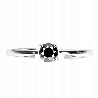 Pierścionek czarny diament 0.33ct srebrny r 14