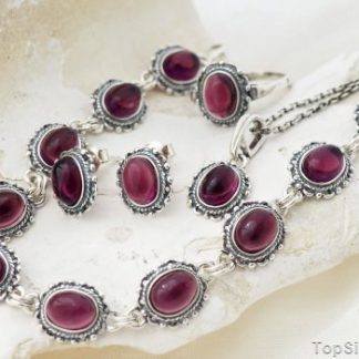 EMESTA - srebrny komplet z ametystem