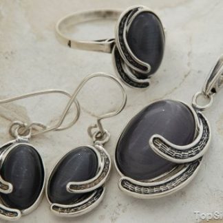 BANEZA - srebrny komplet z kocim okiem