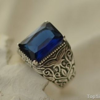 JACK - srebrny sygnet z szafirem