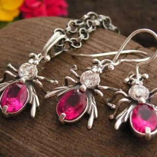 WŁADCA MUCH - srebrny komplet z rubinem