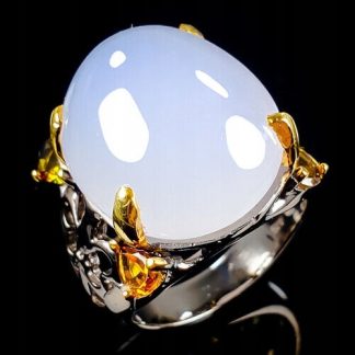 Artystyczny pierścionek 25ct chalcedon 18 turmalin