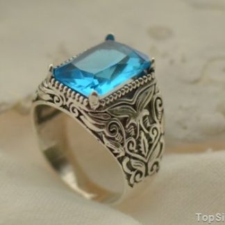 JACK - srebrny sygnet z akwamarynem