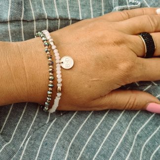 Bransoletka złote i różowe koraliki stal chirurgiczna