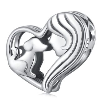Srebrny charms dziewczyna z pieskiem koralik srebro 925 beads