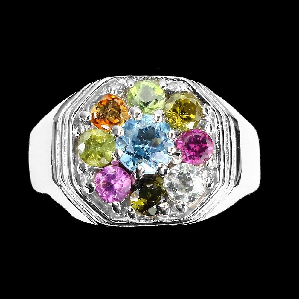Pierścionek naturalny 925 turmaliny topaz r 18.5