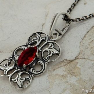 CATALINA - srebrny wisiorek z rubinem