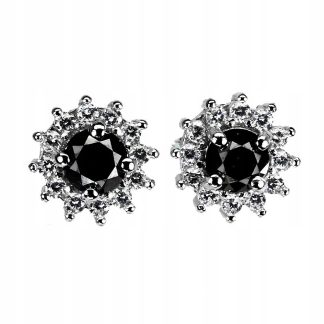 Kolczyki naturalne czarne diamenty 0.65ct srebro 1