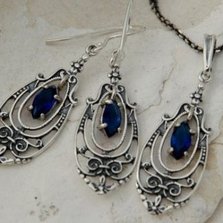 AINSA - srebrny komplet z szafirem