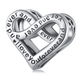 Srebrny charms serce z grawerem ,,I love you forever and ever" koralik srebro 925 beads