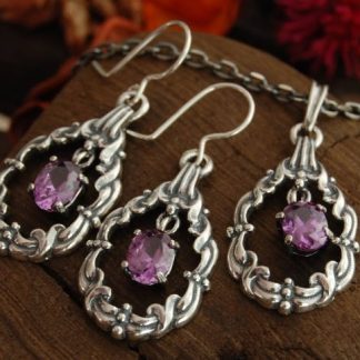 TINTERA - srebrny komplet z ametystem