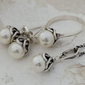 OFELIA - srebrny komplet z perłami